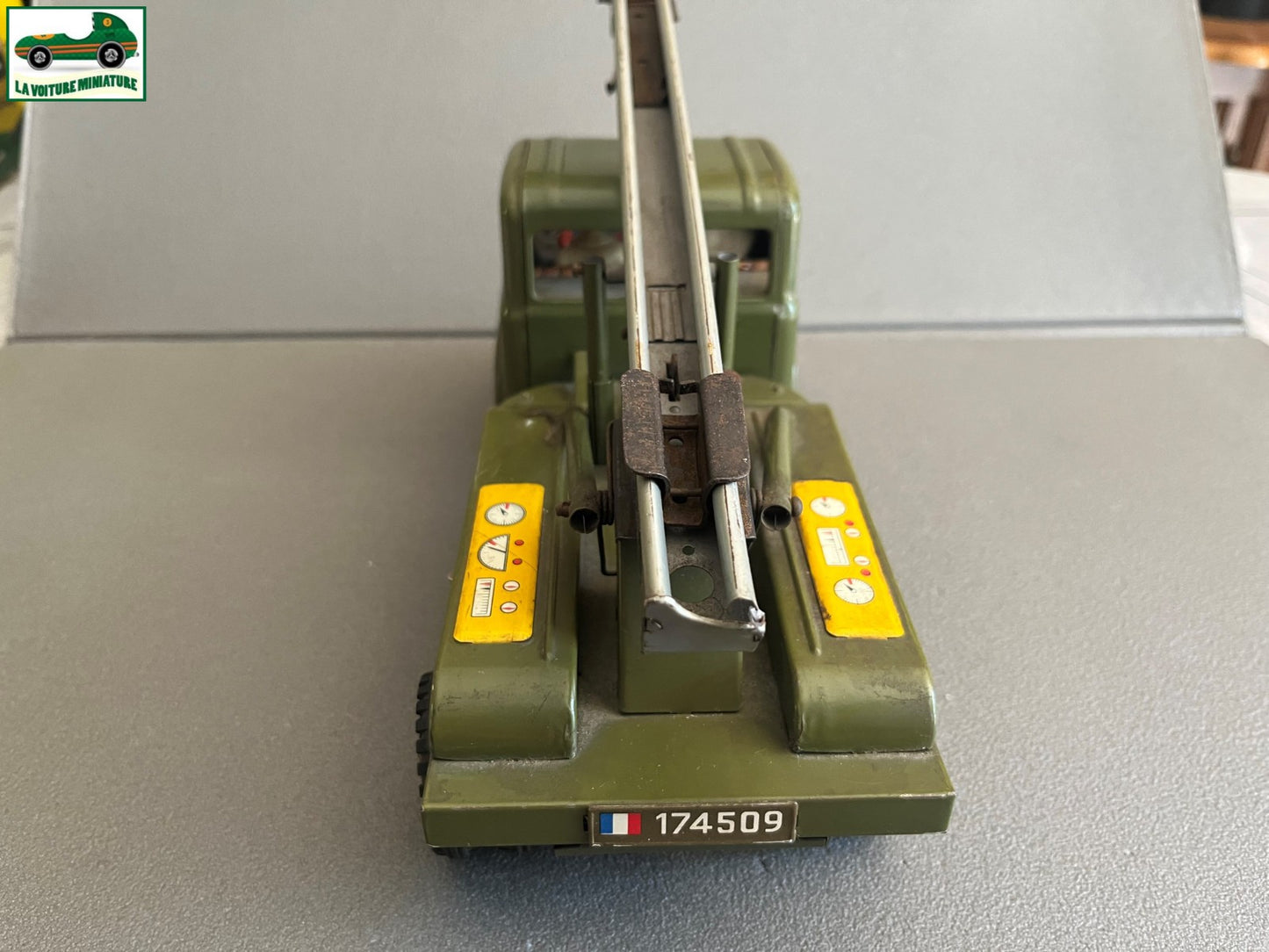 Jouet Ancien Camion Tôle Mécanisme Simca Cargo Militaire Joustra France Vintage