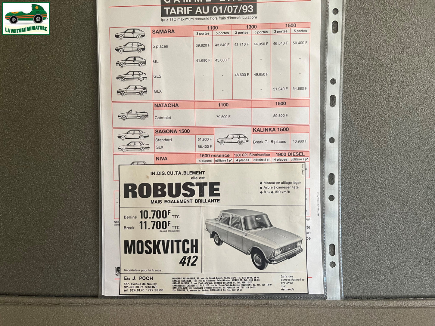 Ancien Dépliant Brochure Documentation Automobile Lada Poch Tarif 1993