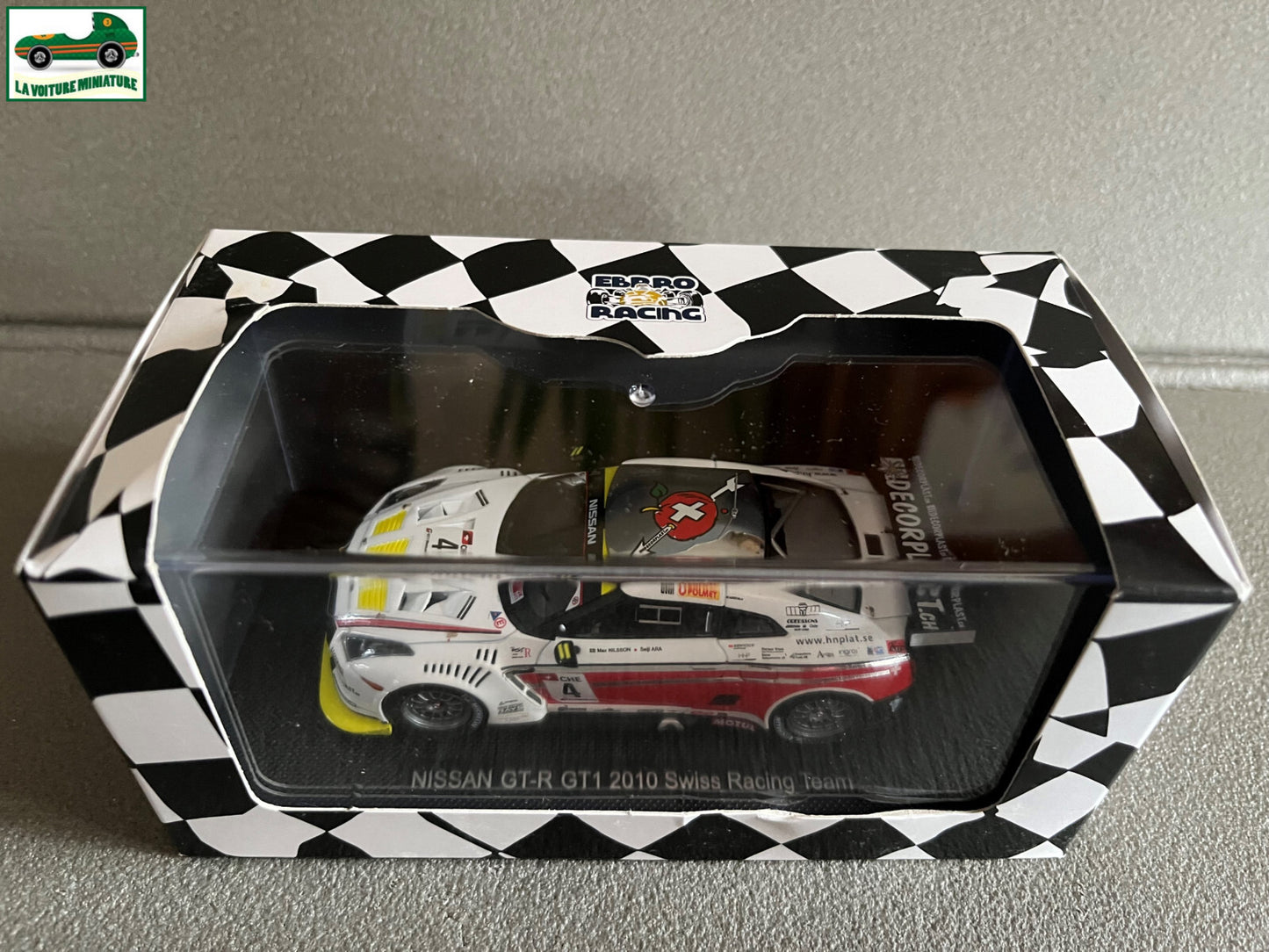 Voiture Miniature Nissan GT-R GT1 2010 Swiss Racing Team Ebbro 1/43
