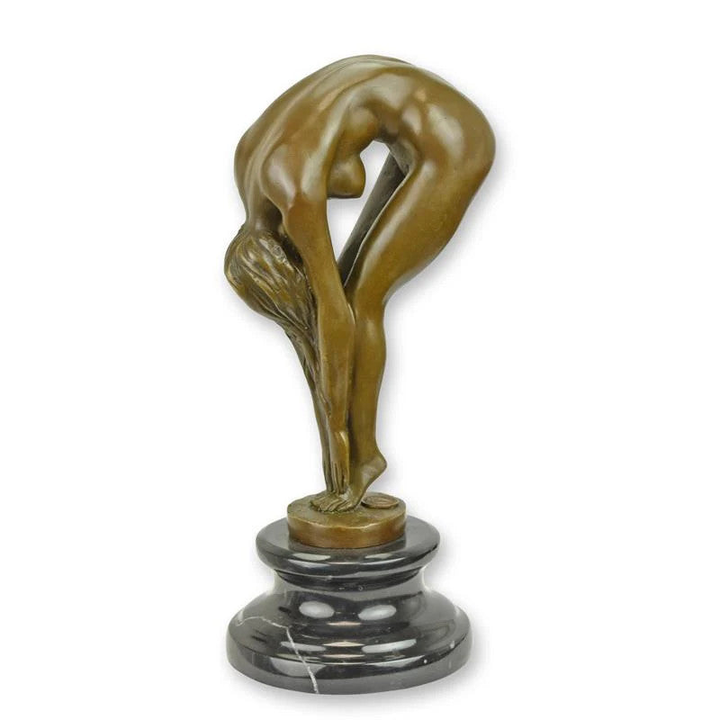 STATUE MODERNE SCULPTURE BRONZE DAME PCHÉE