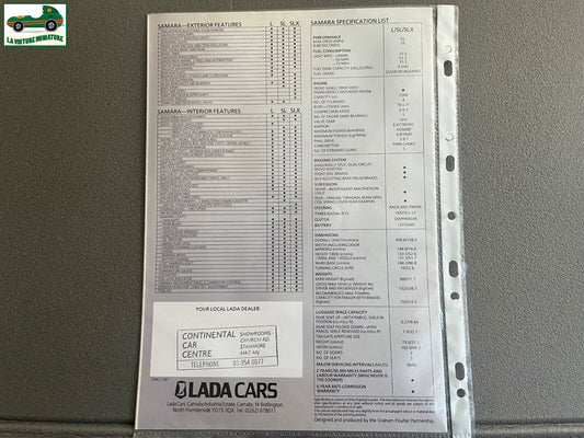 Ancien Dépliant Brochure Documentation Automobile Lada Samara