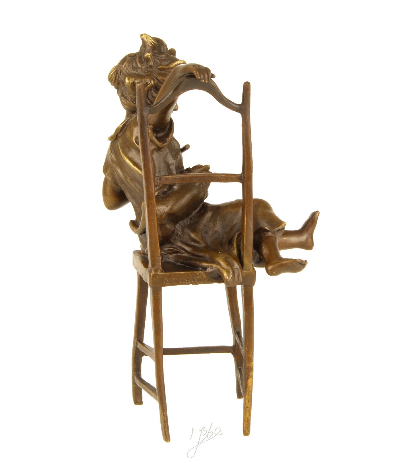 Statue Sculpture Bronze Art Déco Nouveau Enfant Chat Heureux DSBJ-222 Moderne