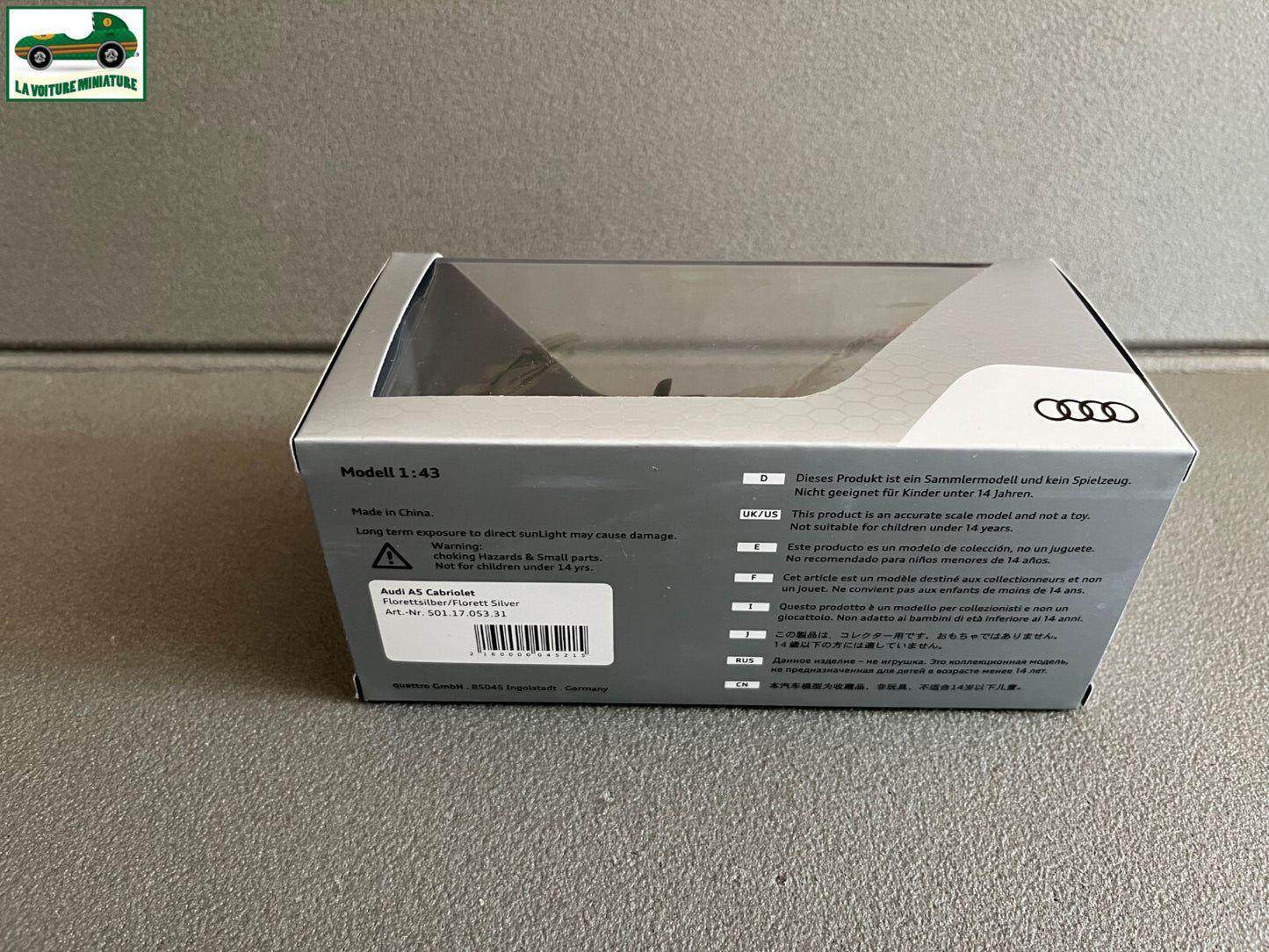 Voiture Miniature Audi A5 Cabriolet Silver Spark au 1/43