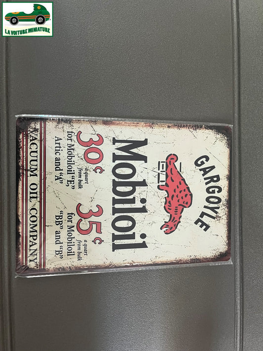 Plaque Métal Voiture Automobile Garage Huile Moteur Mobiloil 20 x 30 cm