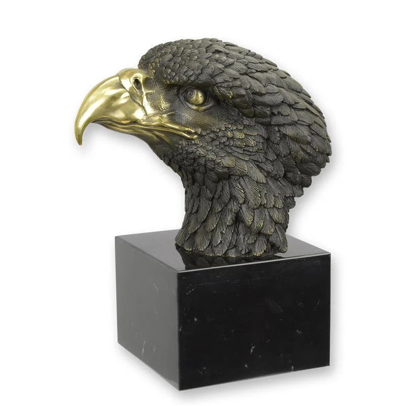 STATUE MODERNE SCULPTURE BRONZE TÊTE AIGLE