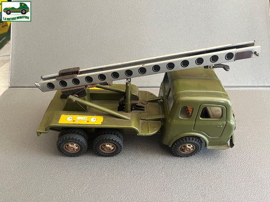 Jouet Ancien Camion Tôle Mécanisme Simca Cargo Militaire Joustra France Vintage