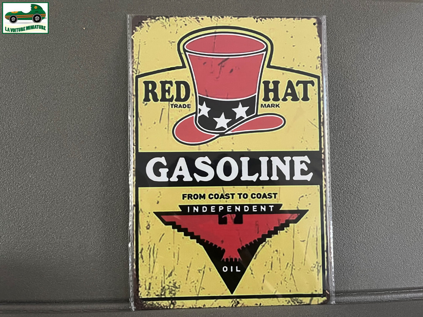Plaque Métal Voiture Automobile Garage Huile Moteur Red Hat 20 x 30 cm