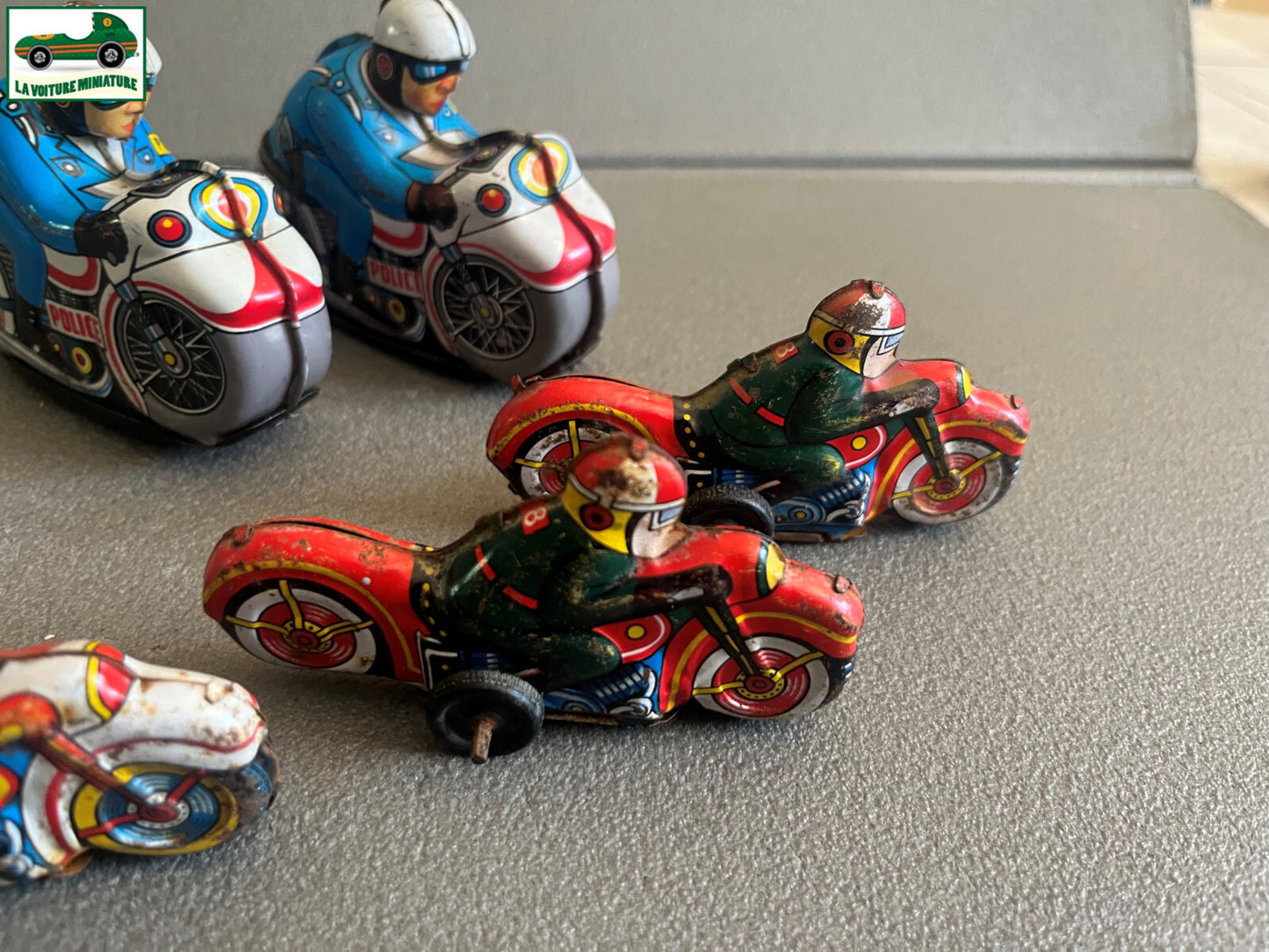 Ancienne Miniature Métal Tôle Mécanisme Lot 6 Moto Japan Korea
