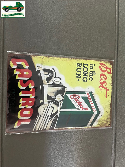 Plaque Métal Voiture Automobile Garage Huile Moteur Castrol 20 x 30 cm