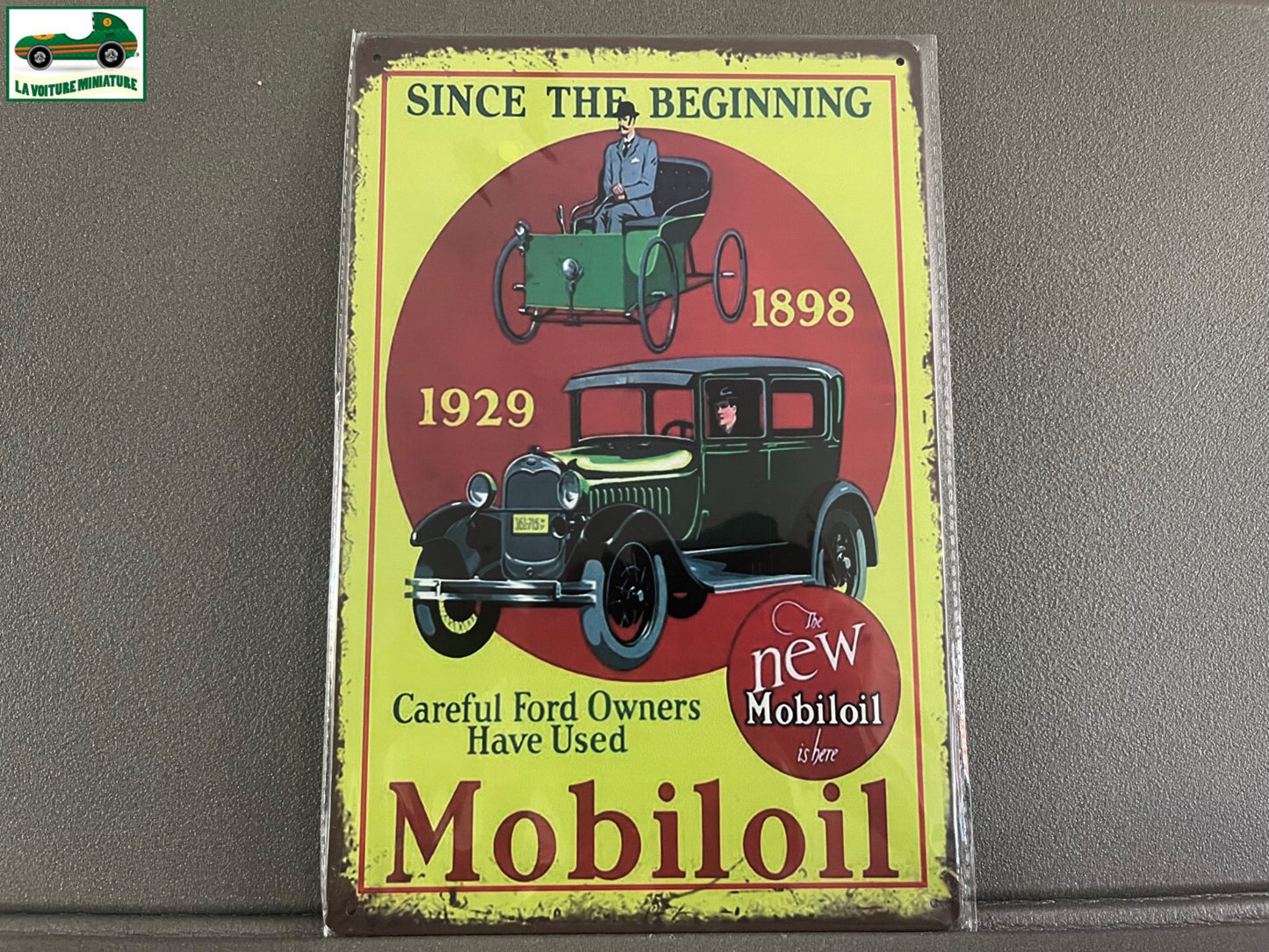 Plaque Métal Voiture Automobile Garage Huile Moteur Mobiloil 20 x 30 cm