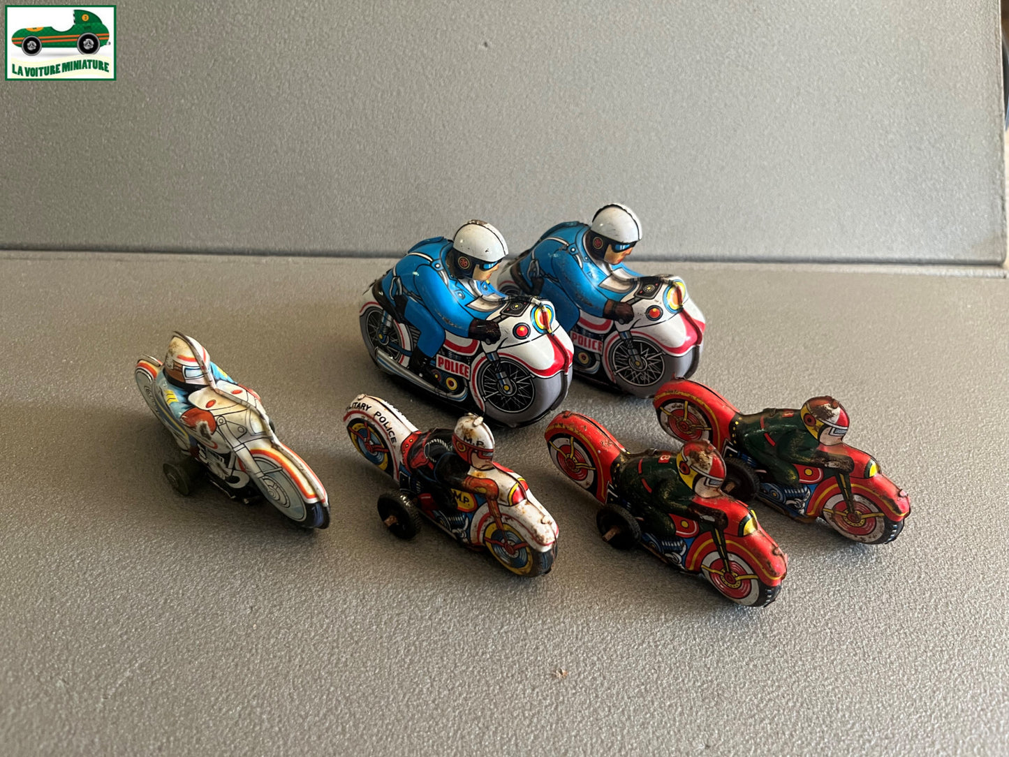 Ancienne Miniature Métal Tôle Mécanisme Lot 6 Moto Japan Korea
