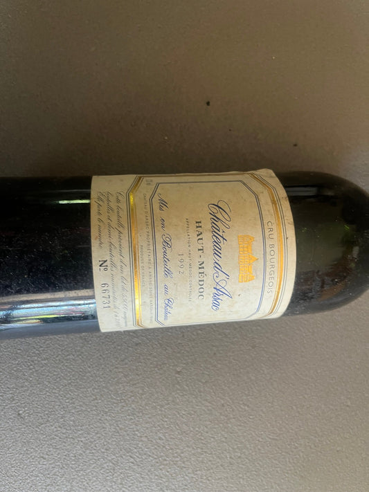 Ancienne Bouteille Vin Chateau D'Arsac 1992 Haut Médoc Collection Perso