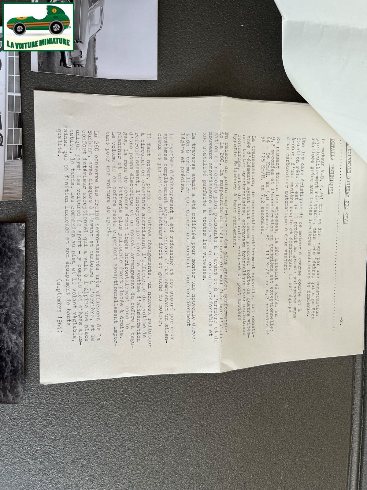Ancien Documentation Automobile Communiqué Presse Rootes Motors Sunbeam Photo
