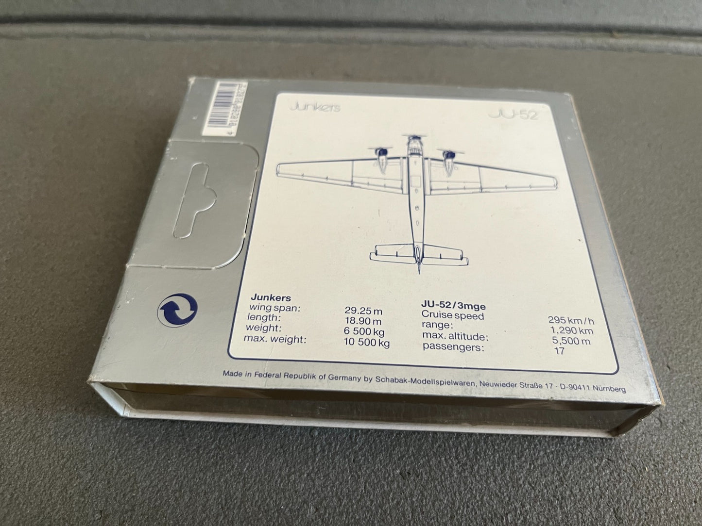 Ancien Avion miniature Militaire JU-52 Schabak 1/250