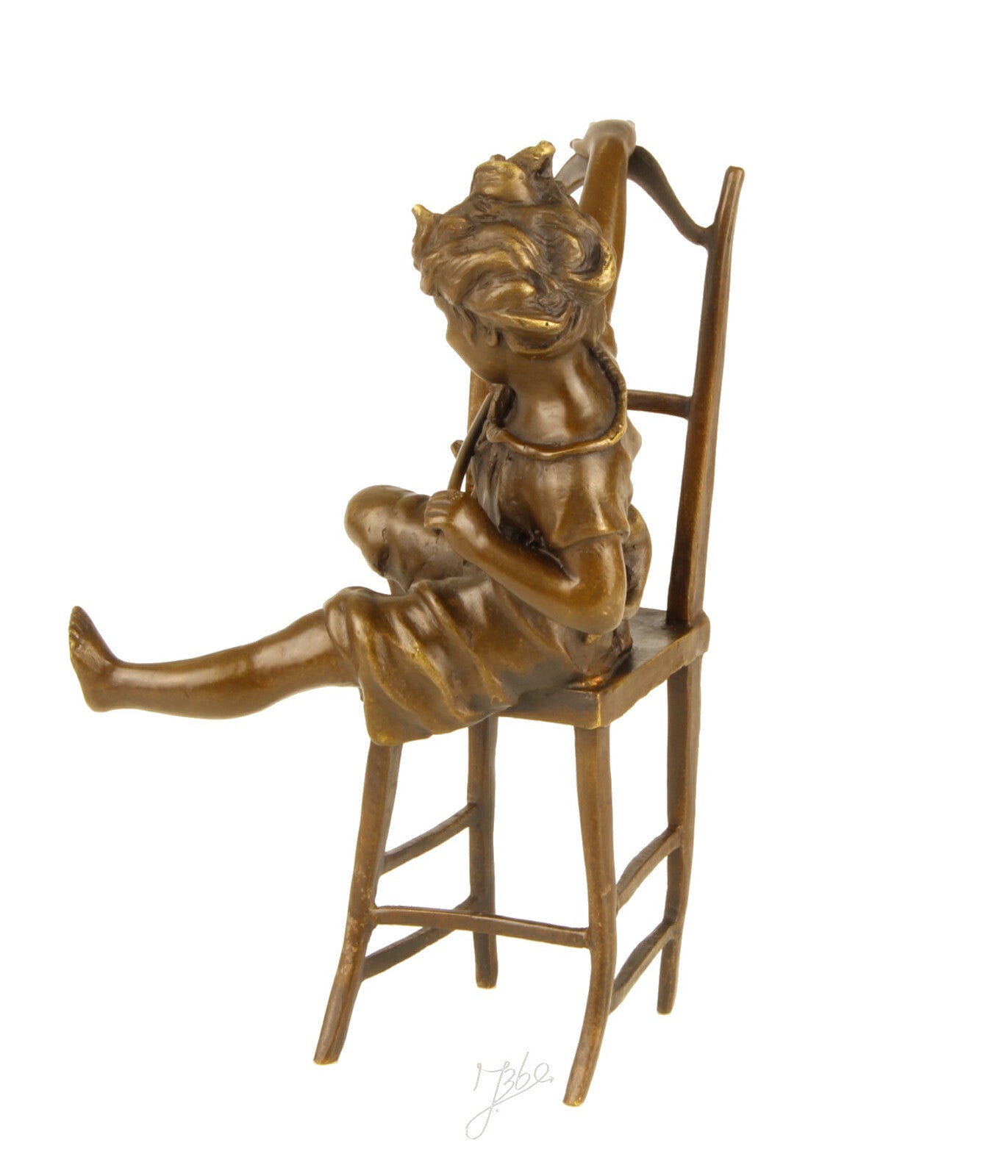 Statue Sculpture Bronze Art Déco Nouveau Enfant Chat Heureux DSBJ-222 Moderne