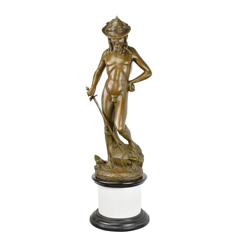 STATUE MODERNE SCULPTURE BRONZE DE LA VICTOIRE DE DAVID SUR GOLIATH