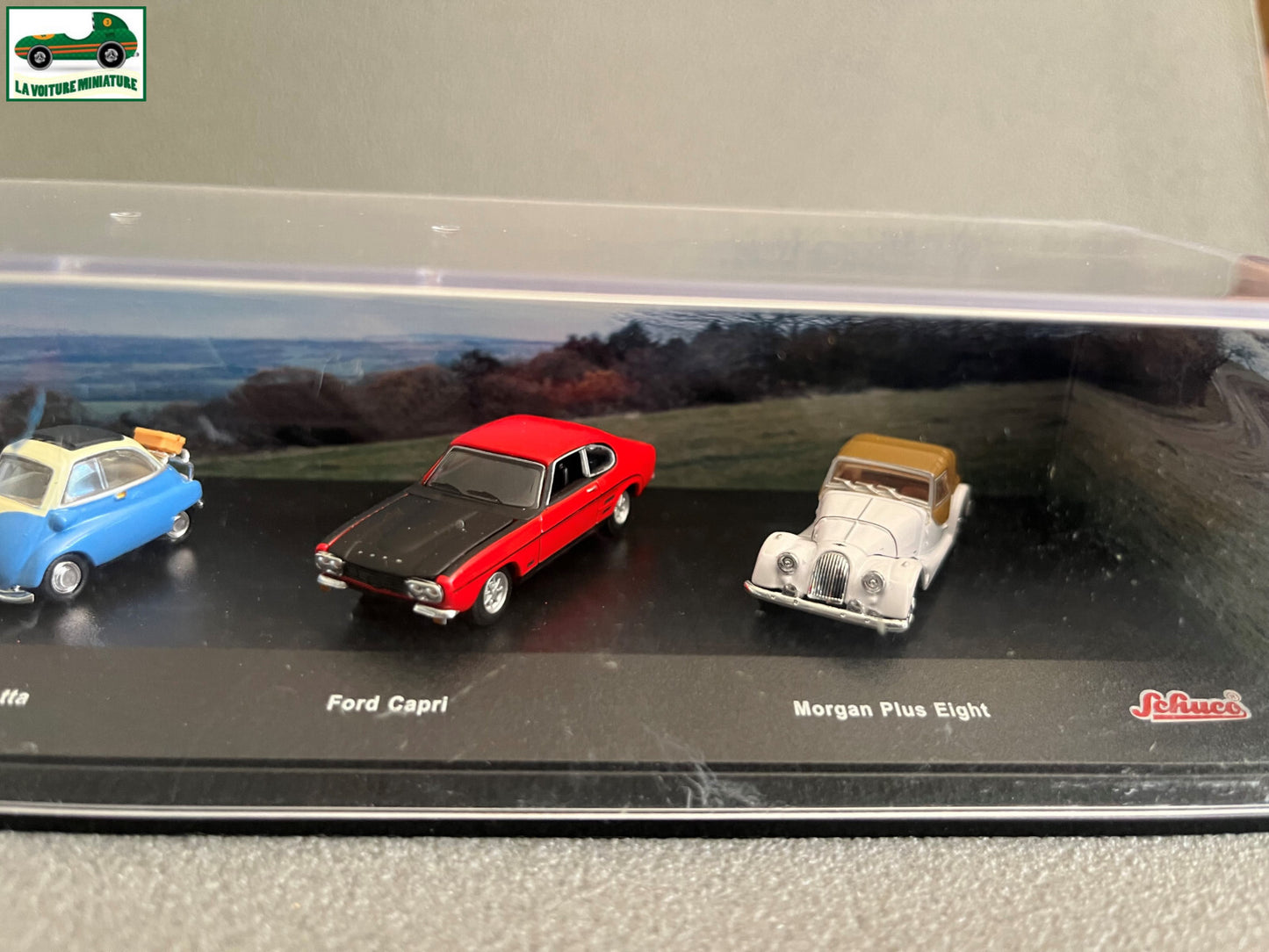 Voiture miniature Coffret Schuco MGB BMW Isetta Ford Morgan au 1/72
