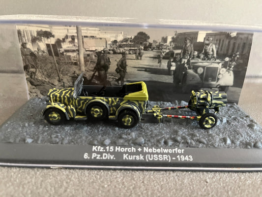 Miniature Militaire Char Tank Blindé Kfz.15 Horch + Nebelwerfer Altaya 1/72