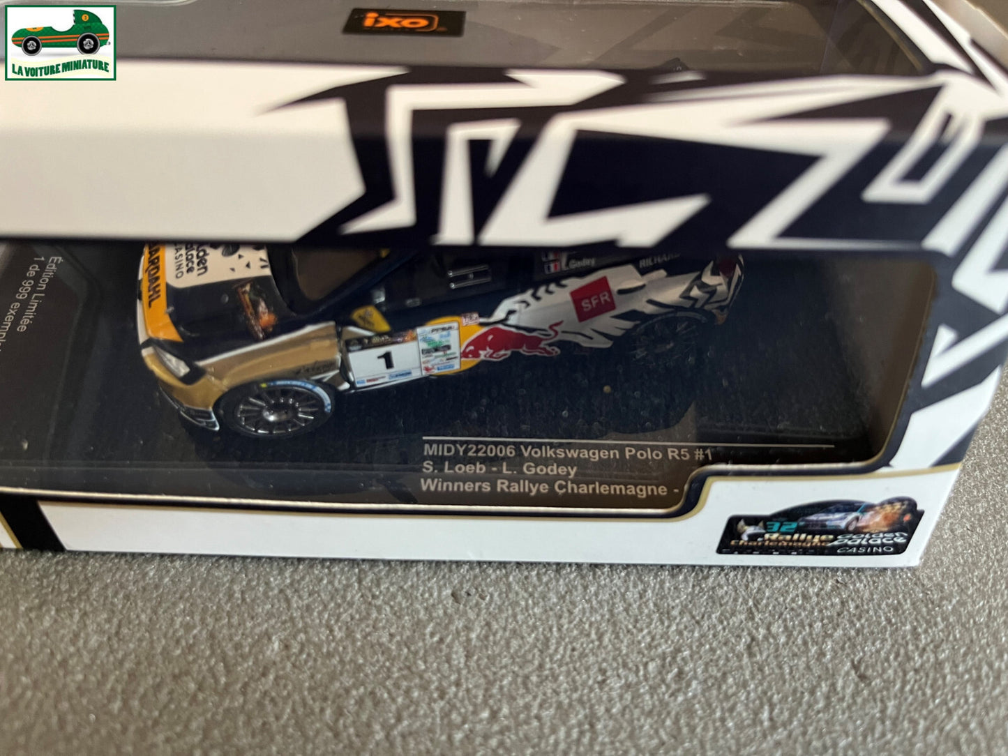 Voiture Miniature Volkswagen Polo R5 Rallye Charlemagne 2023 Loeb 1er Ixo 1/43