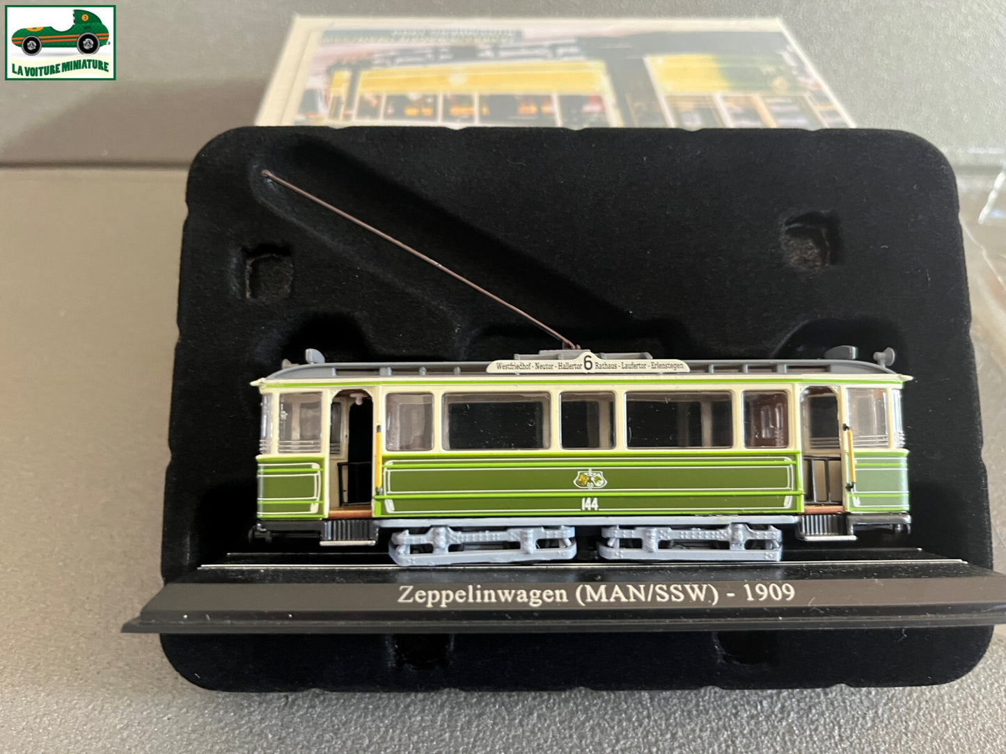 Voiture Miniature Tramway Zeppelinwagen Man/SSW 1909 Ixo Atlas au 1/87