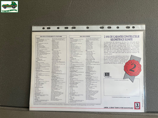 Ancien Dépliant Brochure Documentation Automobile Lada 4x4 Niva