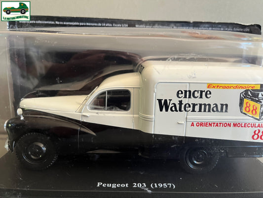 Voiture miniature Peugeot 203 1957 Encre Waterman Test Hachette 1/24