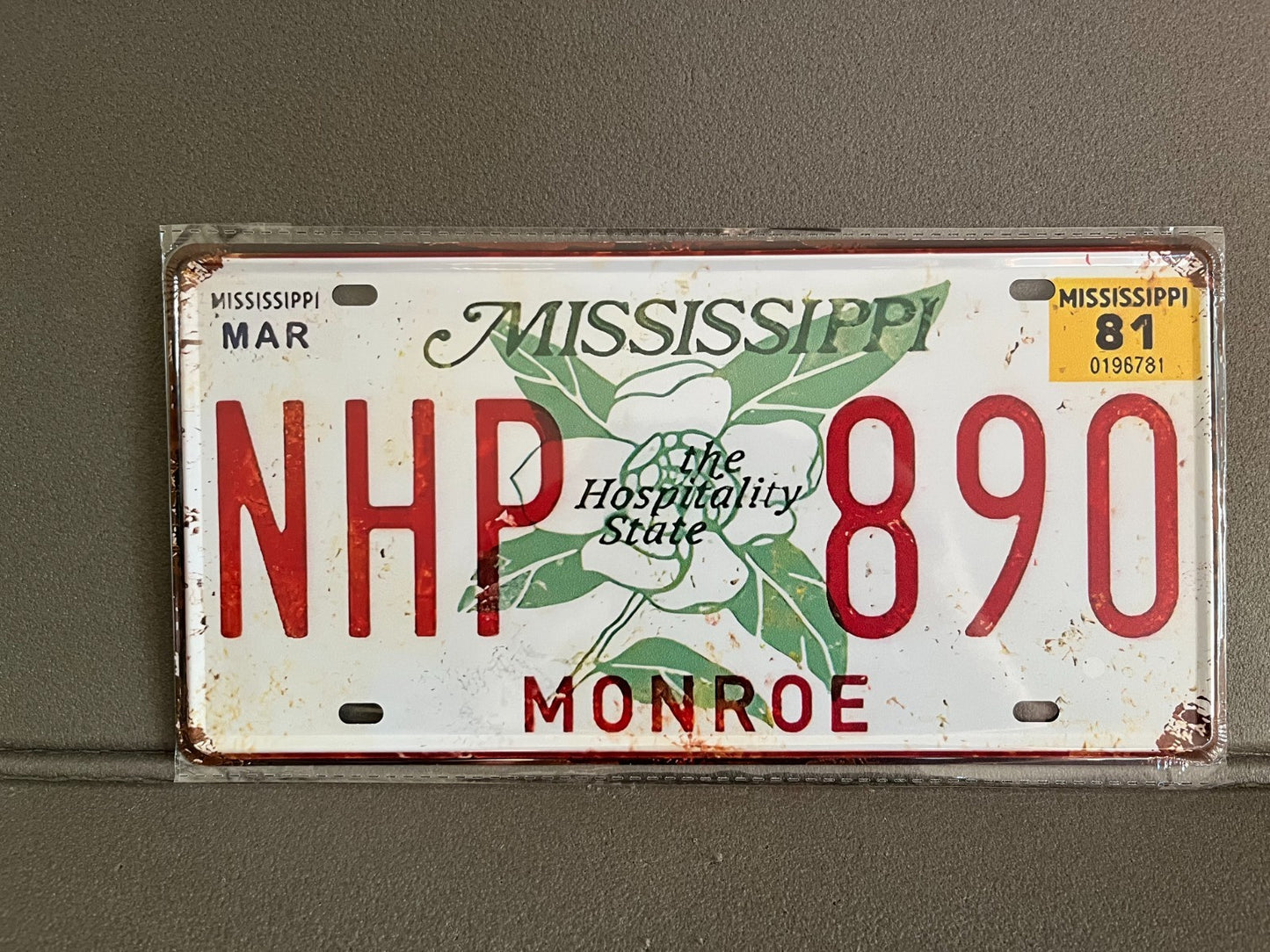 Plaque Métal Voiture Automobile Américaine Immatriculation Mississippi 15 x 30cm