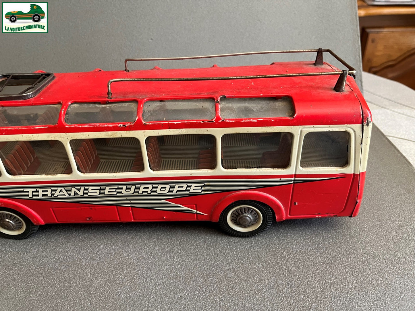Jouet Ancien Bus Tôle Joustra autobus Setra Transeurope Vintage