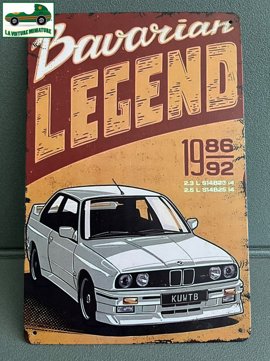Plaque Métal Voiture Bavarian Legen 1986 1992 BMX E30 2.3 2.5L 20 x 30 cm