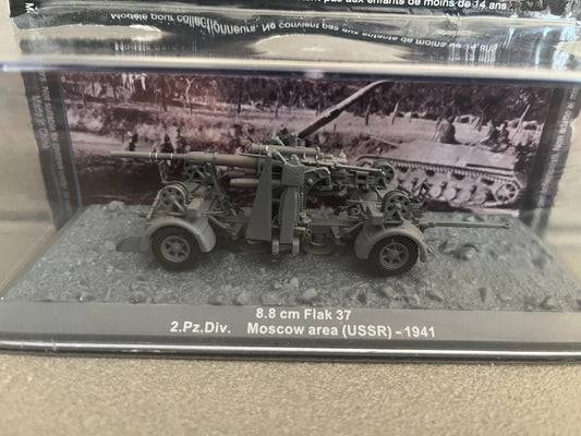 Miniature Militaire Char Tank Blindé Canon 8.8cm Flak 37 2.PZ.Div. Altaya 1/72
