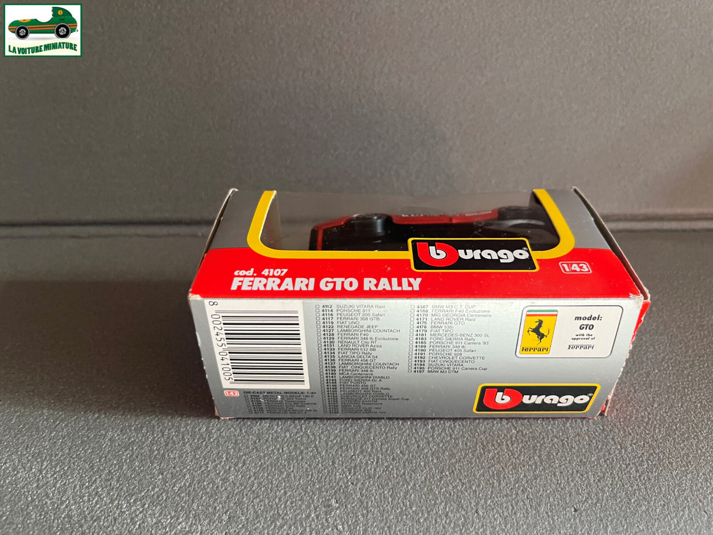 Voiture miniature Collection Ferrari GTO Rally cod 4107 Burago 1/43