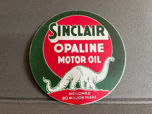 Plaque Métal Voiture Automobile Sinclair Opaline Motor Oil 20 cm Aluminium