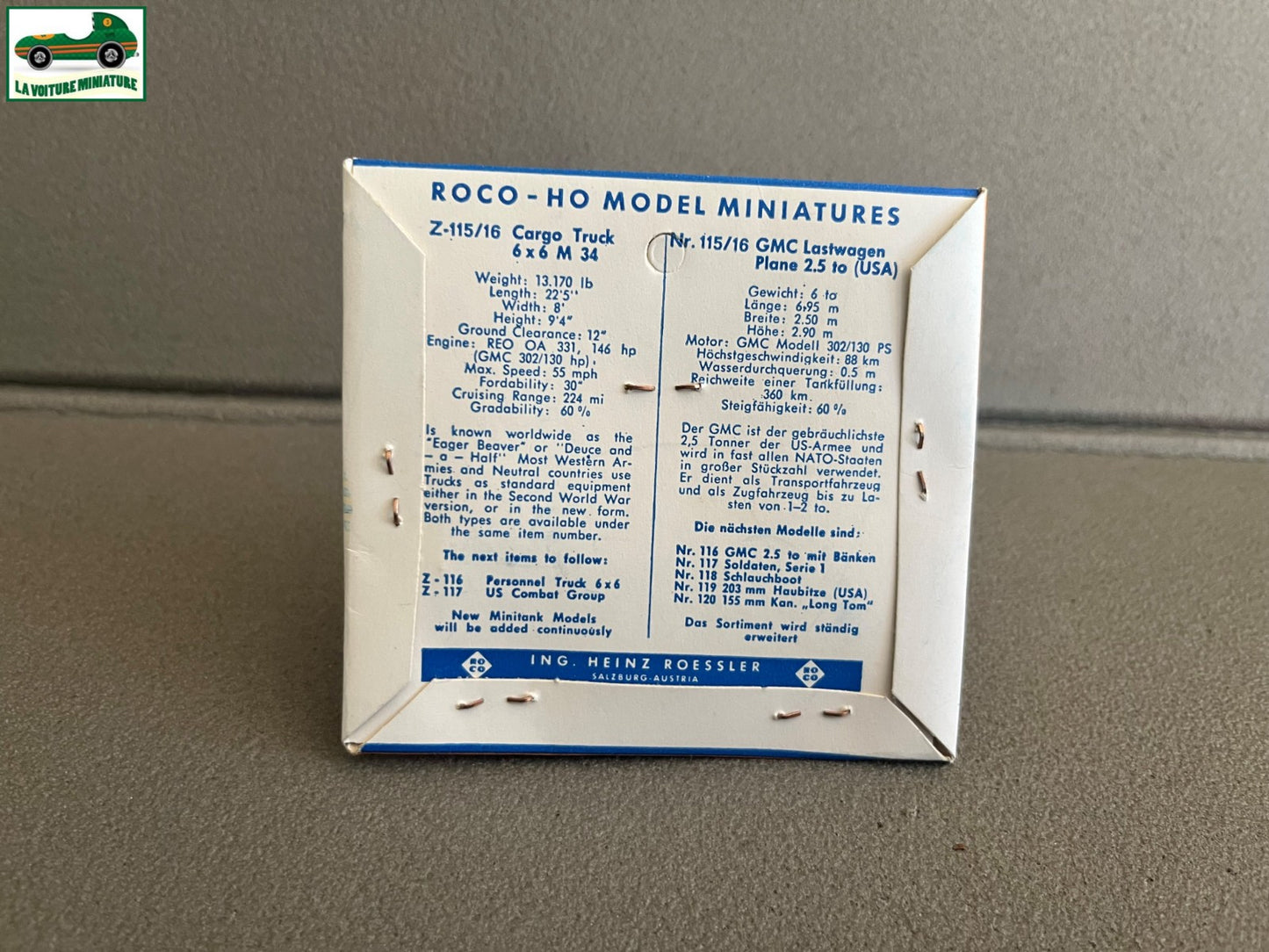 Miniature Engin Militaire Camion Z-115/16 US Cargo Truck Roco Minitanks 1/87 HO