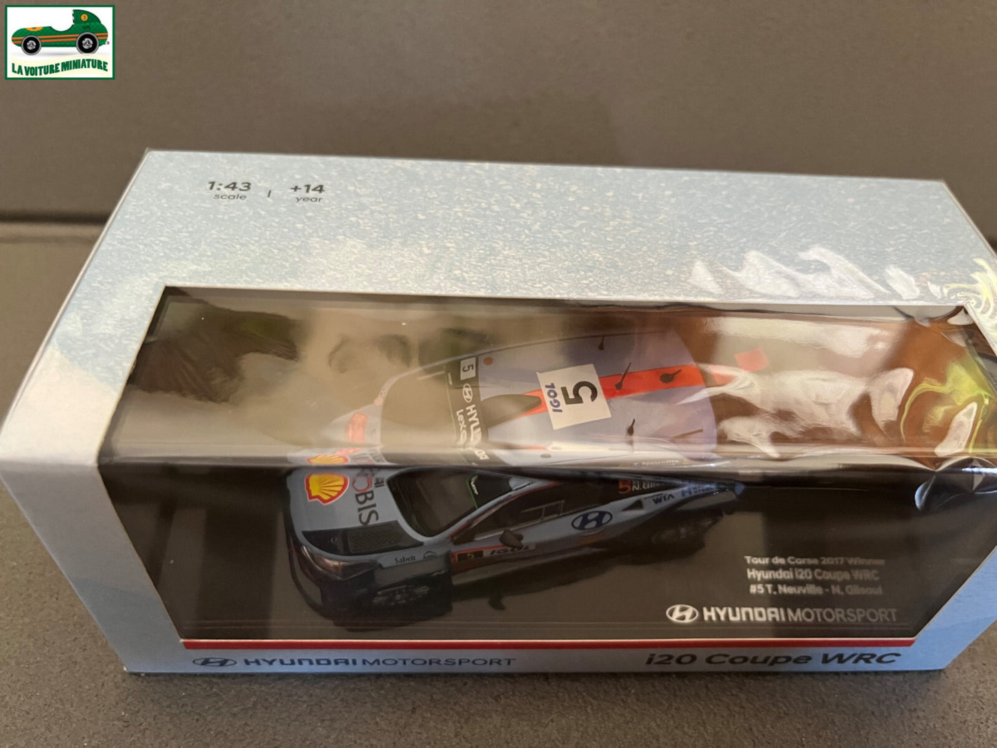 Voiture Miniature Hyundai i20 Coupé WRC Tour de Corse 2017 Rallye IXO au 1/43