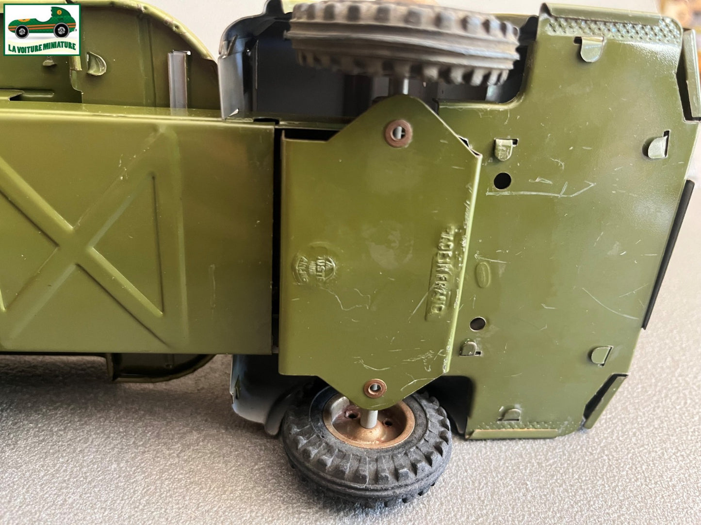 Jouet Ancien Camion Tôle Mécanisme Simca Cargo Militaire Joustra France Vintage