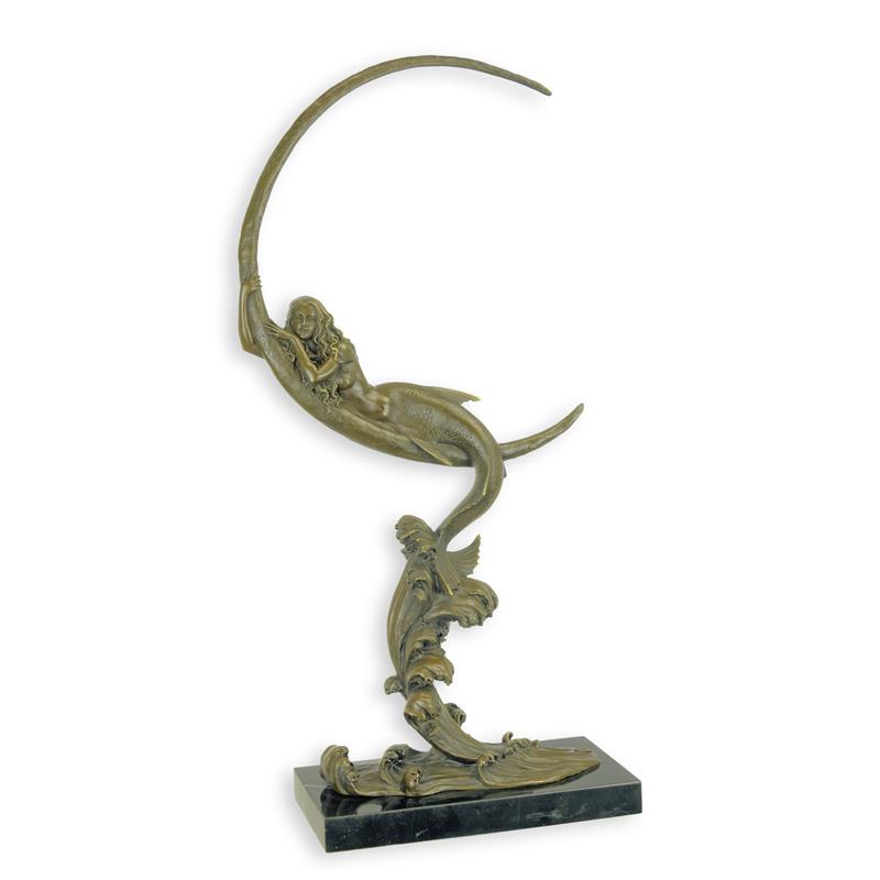 STATUE MODERNE SCULPTURE BRONZE DE LA SIRÈNE À LA DEMIL