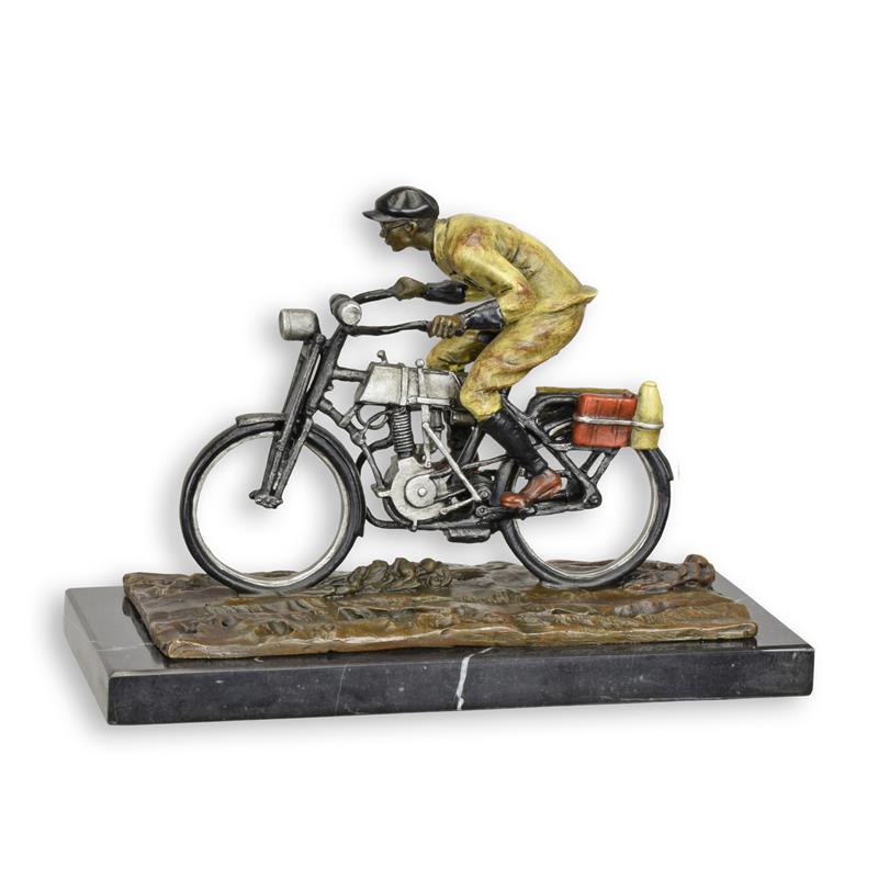 STATUE MODERNE SCULPTURE BRONZE HOMME À VELO