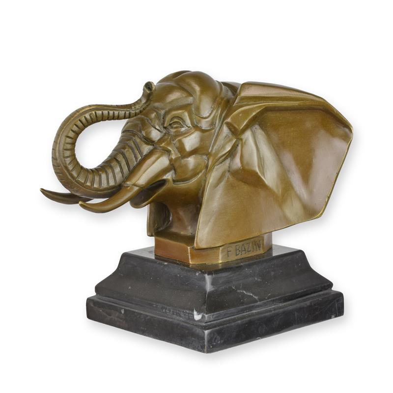 STATUE MODERNE SCULPTURE BRONZE TETE D'ELEPHANT ART DECO