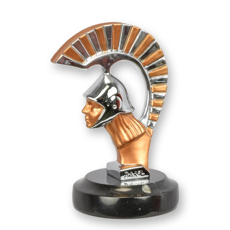 MASCOTTE DE VOITURE ART DÉCO SPARTIENNE EN BRONZE - PLAQUÉE ARGENT