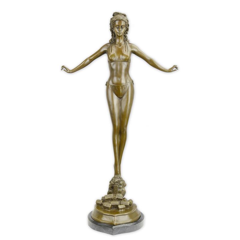 STATUE MODERNE SCULPTURE BRONZE FEMME BIKINI