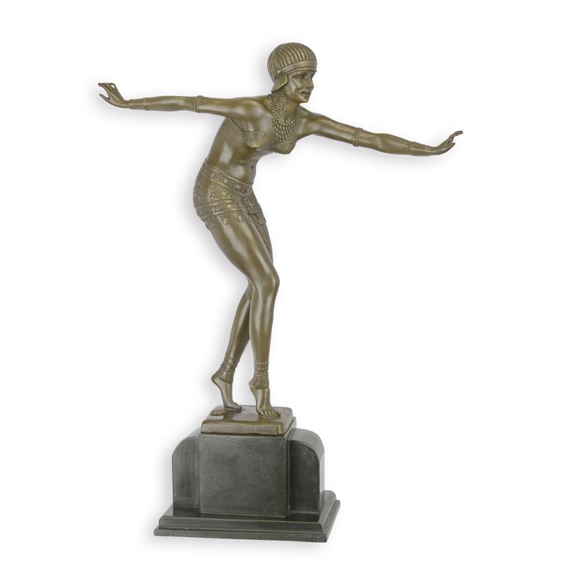 SCULPTURE EN BRONZE FEMME DANSANTE SUR UN SOMMIER EN MARBRE