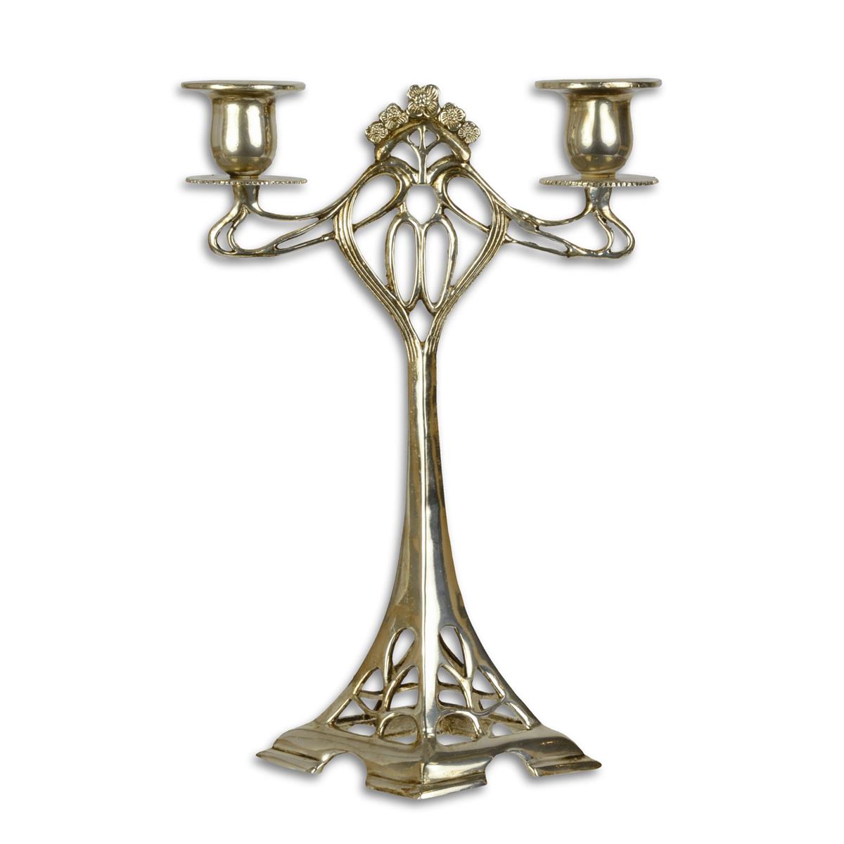 DEUX CANDÉLABRE EN BRONZE CLAIR - PLAQUÉ ARGENT