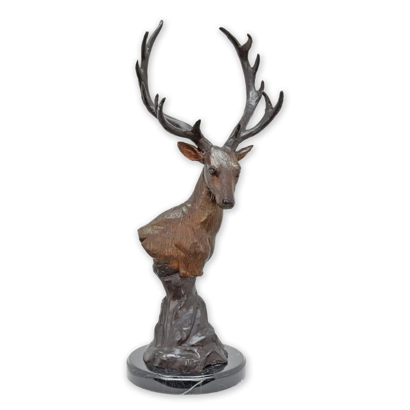 STATUE MODERNE SCULPTURE BRONZE TETE DE CERF