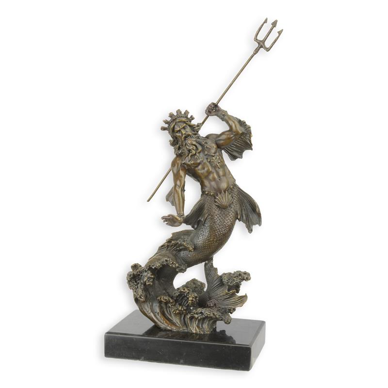 STATUE MODERNE SCULPTURE BRONZE DE POSEIDON