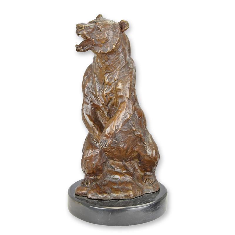 STATUE MODERNE SCULPTURE BRONZE OURS BRUN DEBOUT