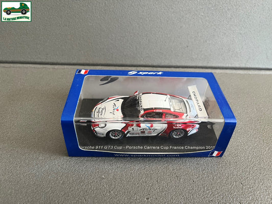 Voiture Miniature Porsche 911 GT3 Cup France Champion 2019 Spark  1/43
