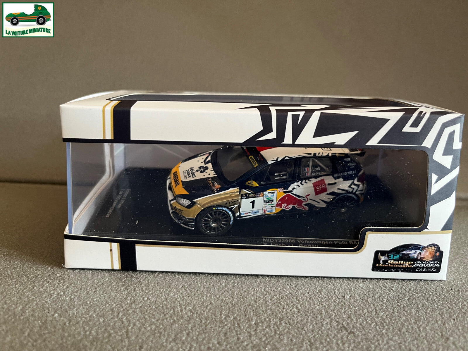 Voiture Miniature Volkswagen Polo R5 Rallye Charlemagne 2023 Loeb 1er Ixo 1/43