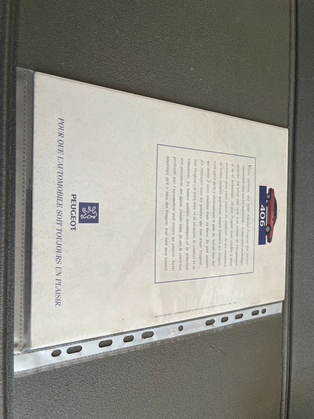 Ancien Dépliant Brochure Documentation Automobile Peugeot 406
