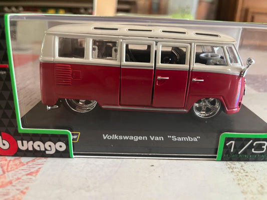 Voiture Miniature Burago Volkswagen Combi Van Samba au 1/32