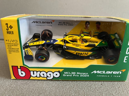 Voiture miniature Collection Formule 1 F1 McLaren Mcl38 Monaco GP Burago au 1/43
